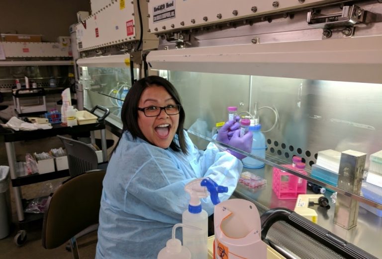 Olga in a lab