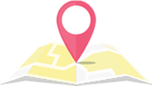 A map with a red pin on it