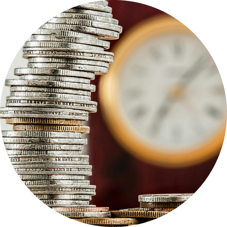 Coins and clock