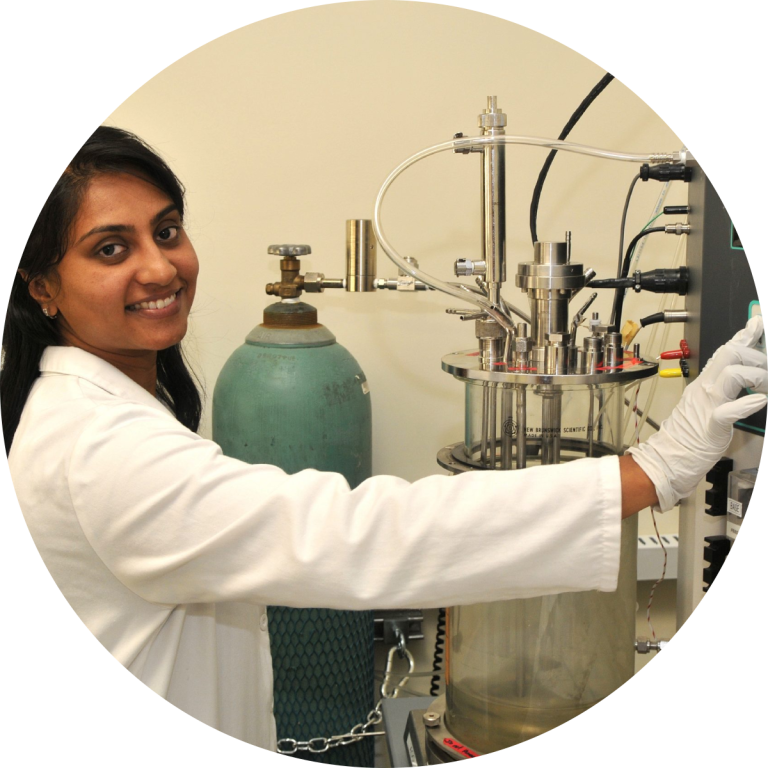 Student using real equipment
