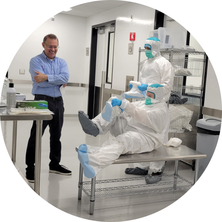 3 people in lab